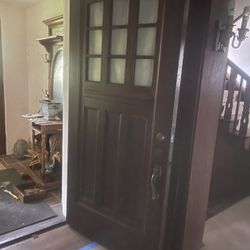 Heavy Duty Thick Wooden Entry Door. Door Size Is 39.75” X 87.5 Inches 