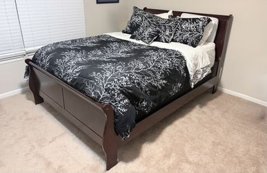 Ashley Furniture Queen Sleigh Bed + EXTREMELY Comfortable Ashley Mattress!
