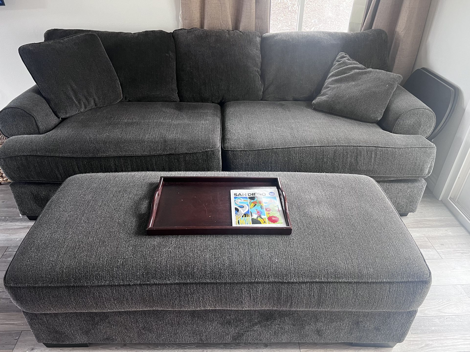 Living Room Sofa w/ Ottoman. Grey Jerome’s Carson Set for Sale in Chula