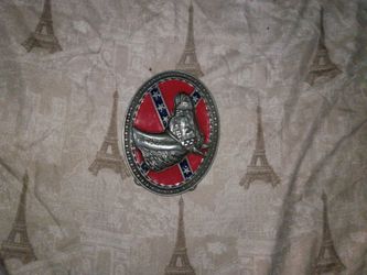 Rebel flag with a horse belt buckle