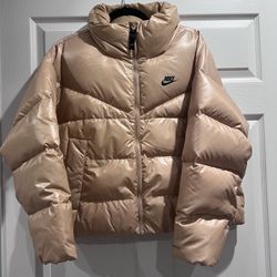 Nike beige puffer jacket