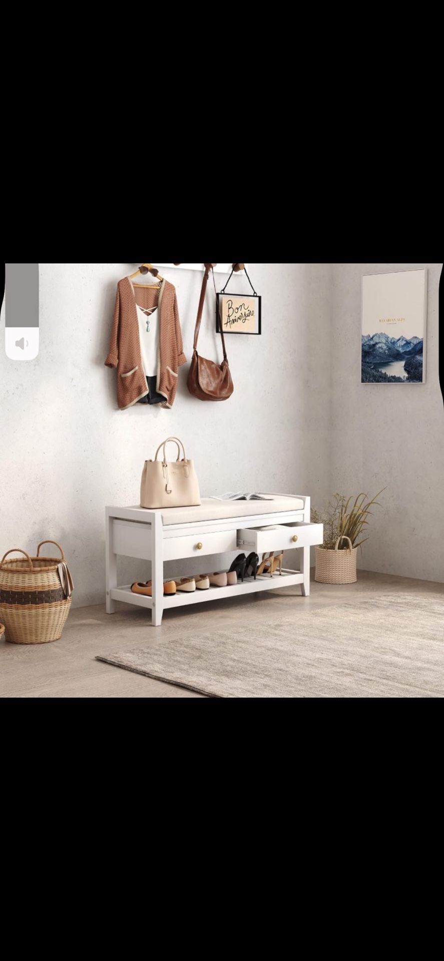 🌟 For Sale: Brand New Tree City 39” 2-in-1 Entryway Cushion Bench with Storage – White