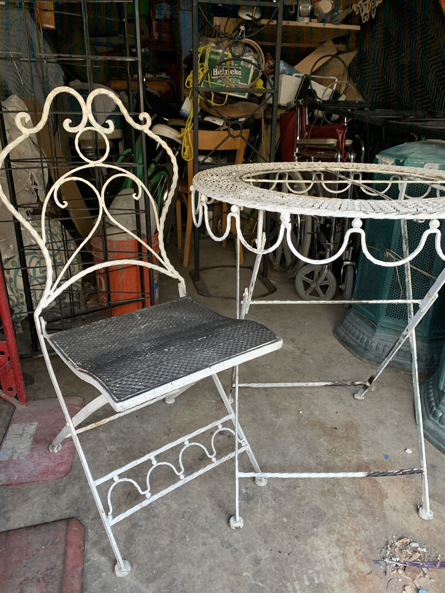 Antique bistro table and chair