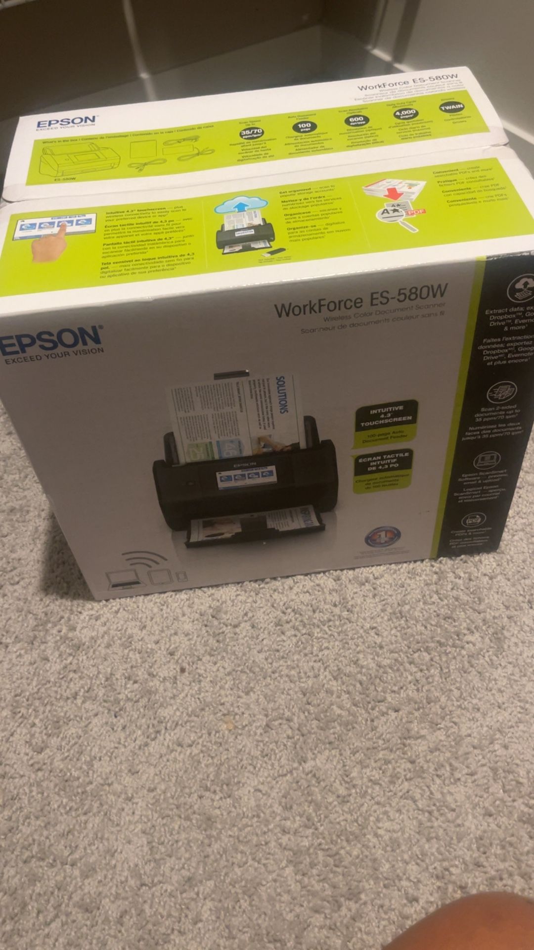 Epson Workforce ES-580W Wireless Color Duplex Desktop Document