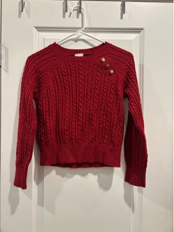 Abercrombie & Fitch Girls Red Sweater - Size 9/10 - Cable Knit Design