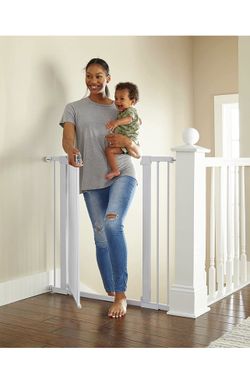 Cumbor 36" Extra Tall Baby Gate for Dogs and Kids with Wide 2-Way Door, 29.7"-40.6" Width, and Auto Close Personal Safety for Babies and Pets, Fits Do