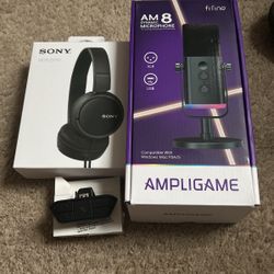 Fefine Am8 Usb Mic, Sony Headphones And Turtle Beach Adapter