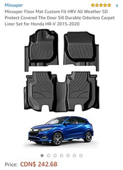 Mixsuper Floor Mat Custom Fit HRV All Weather 5D Protect Covered The Door Sill Durable Odorless Carpet Liner Set for Honda HR-V 2015-2020