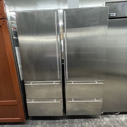 Stainless Steel Sub Zero Built In Bottom Freezer Fridge 54”