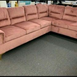 Vogue Pink Velvet Sectional / couch 879