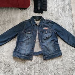 Collectibles .Vintage Used Men’s Harley Davidson  Jean Denim jacket Size L .Nice