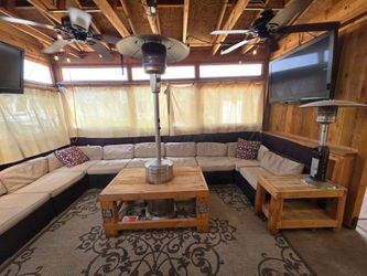 Outdoor patio Sectional Sofa Set tables and heaters