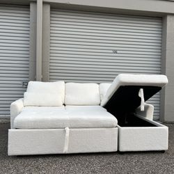 Delivery Available! White Sleeper Sectional Sofa