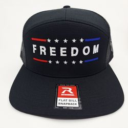 Freedom Richardson 168 7 Panel Flat Bill Trucker Mesh Snapback Cap Hat 