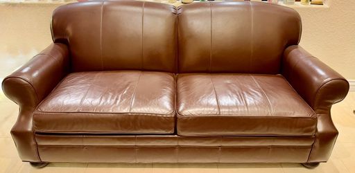 Ethan Allen Leather Brown Sofa