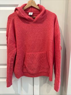 Cabi Knit Hoodie Sweater in Coral