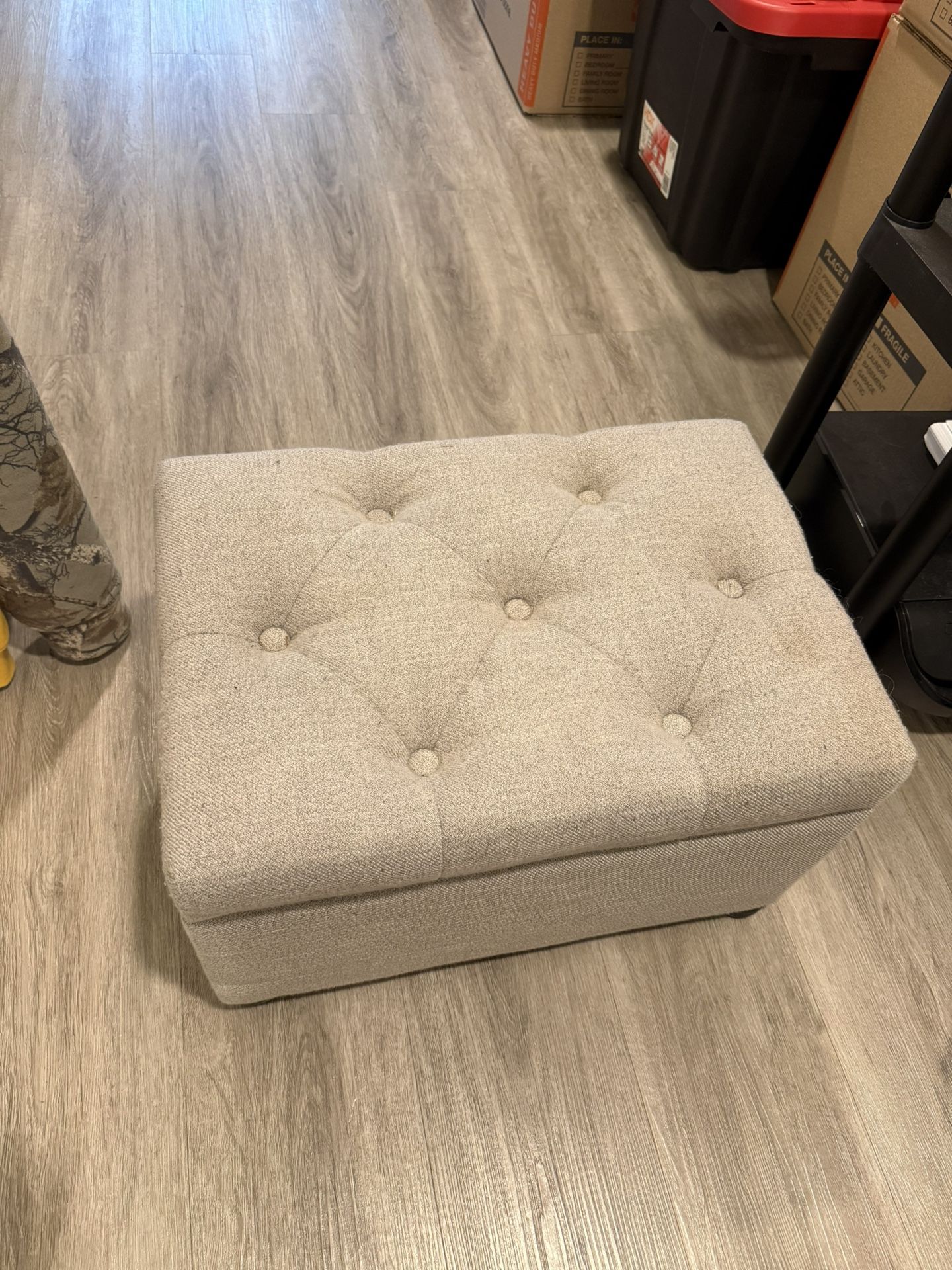 Gray storage ottoman 
