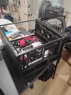 PC case with motherboard and cpu