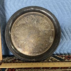 Vintage Round Silver Plate Tray Rogers Silver Co  
