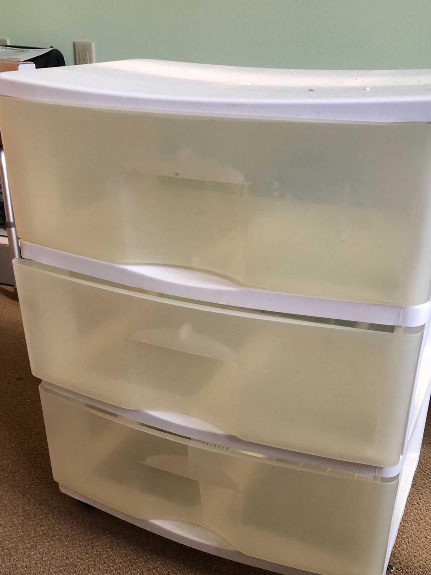 Wheeled, 3-Drawer Plastic Storage Container