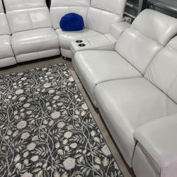 SECTIONAL GENUINE LEATHER RECLINER ELECTRIC WHITE COLOR… ✅💥🚛DELIVERY SERVICE AVAILABLE 💥✅🚛