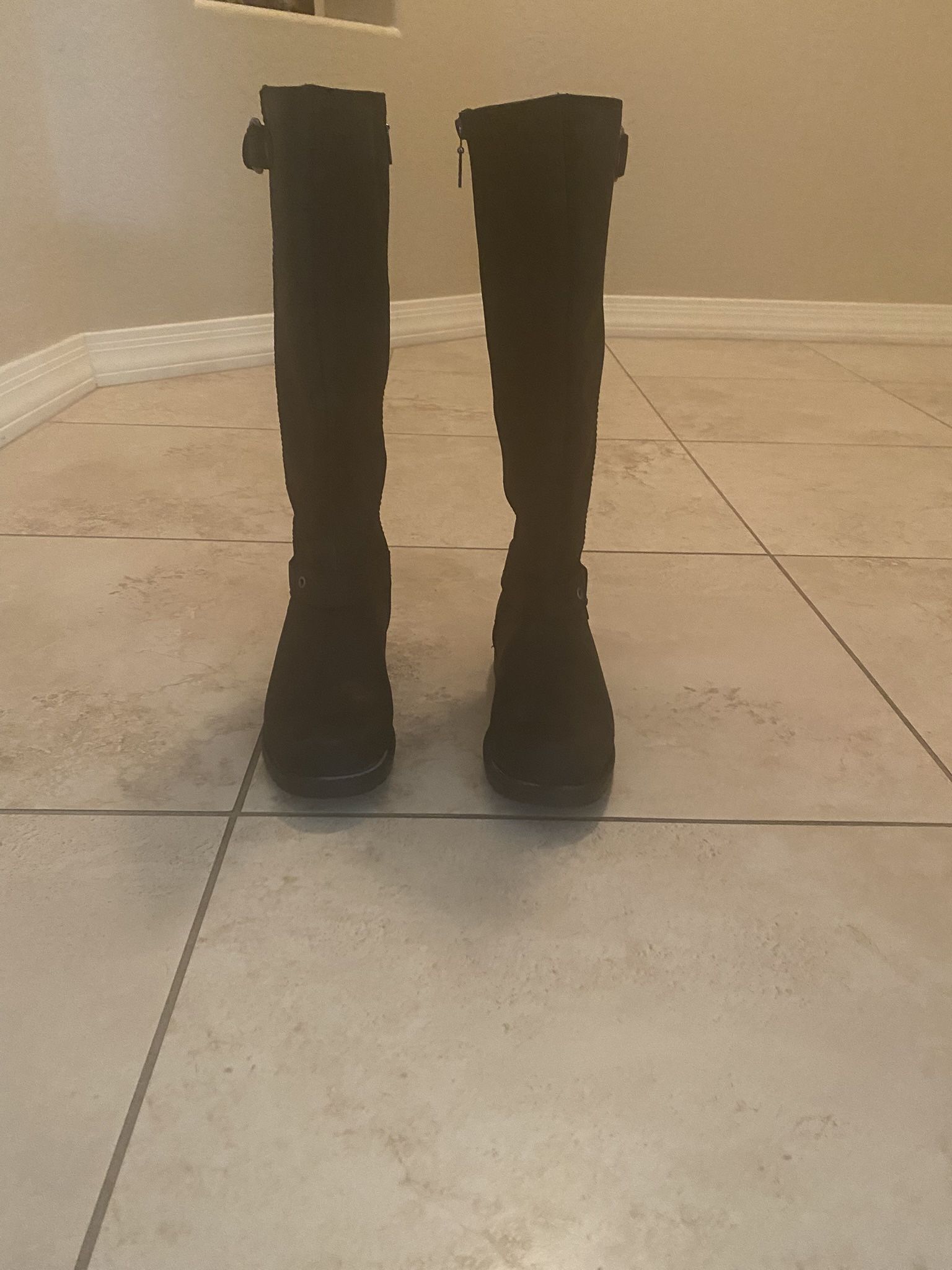 Clarks Black Leather Knee High Boots