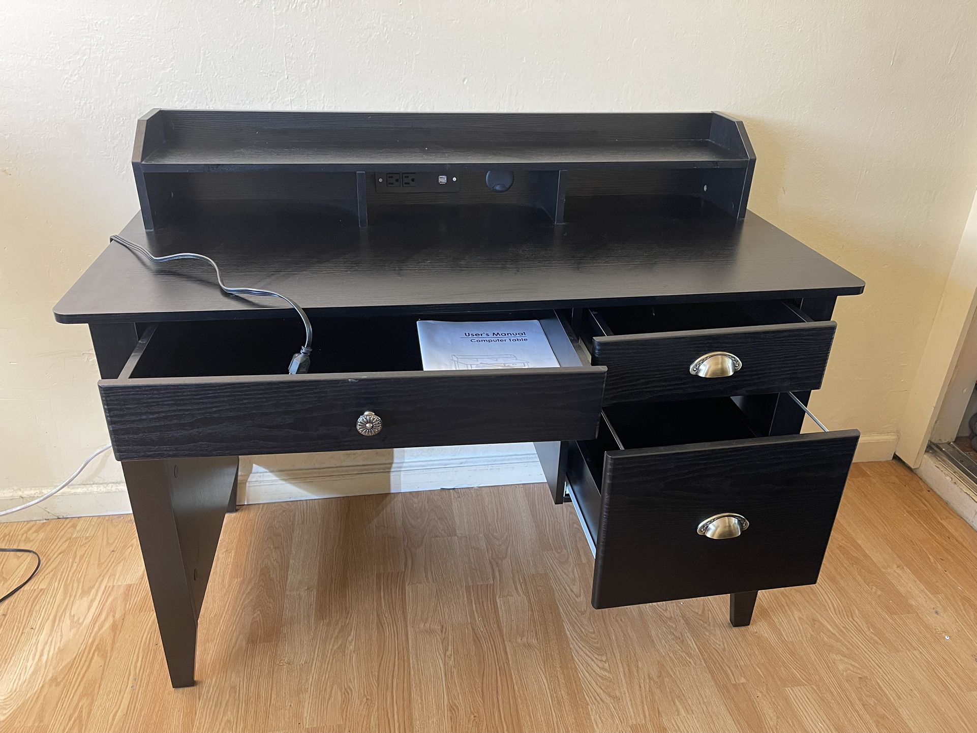 Computer Desk with 3 Storage Drawers and USB Port