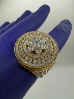 Mens Stainless-Steel,Horse Head,Cubic Zirconia Ring Gold plated Box