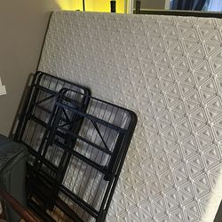 Queen Mattress + Foldable Metal Bed Frame