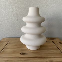 Beige Ribbed Ceramic Vase (Price is firm)