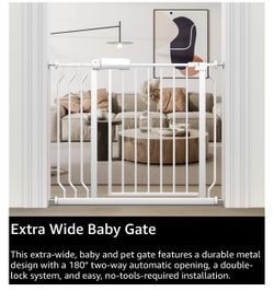 NEW Extra Wide Baby Gate 43.31-48.03”, White