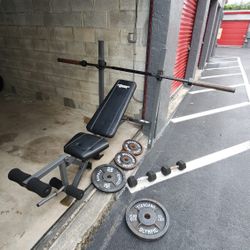 Home Gym Combo w Adjustable Bench Press / Plates and Dumbbells 