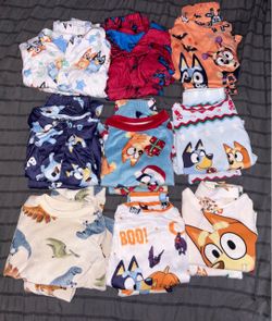 Toddler Pajama Lot 9 Sets Bluey Spider-Man Dinosaurs 18M 2T 3T 4T