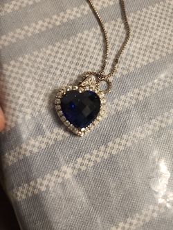 Sterling silver heart pendantwith blue sapphire