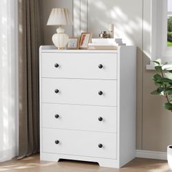 Furnulem Modern White Chest of Drawers with 4 Drawers