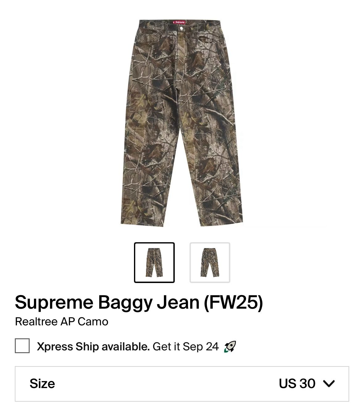Supreme Baggy Jean(25FW)Realtree AP Camo パンツ Supreme Baggy Jean
