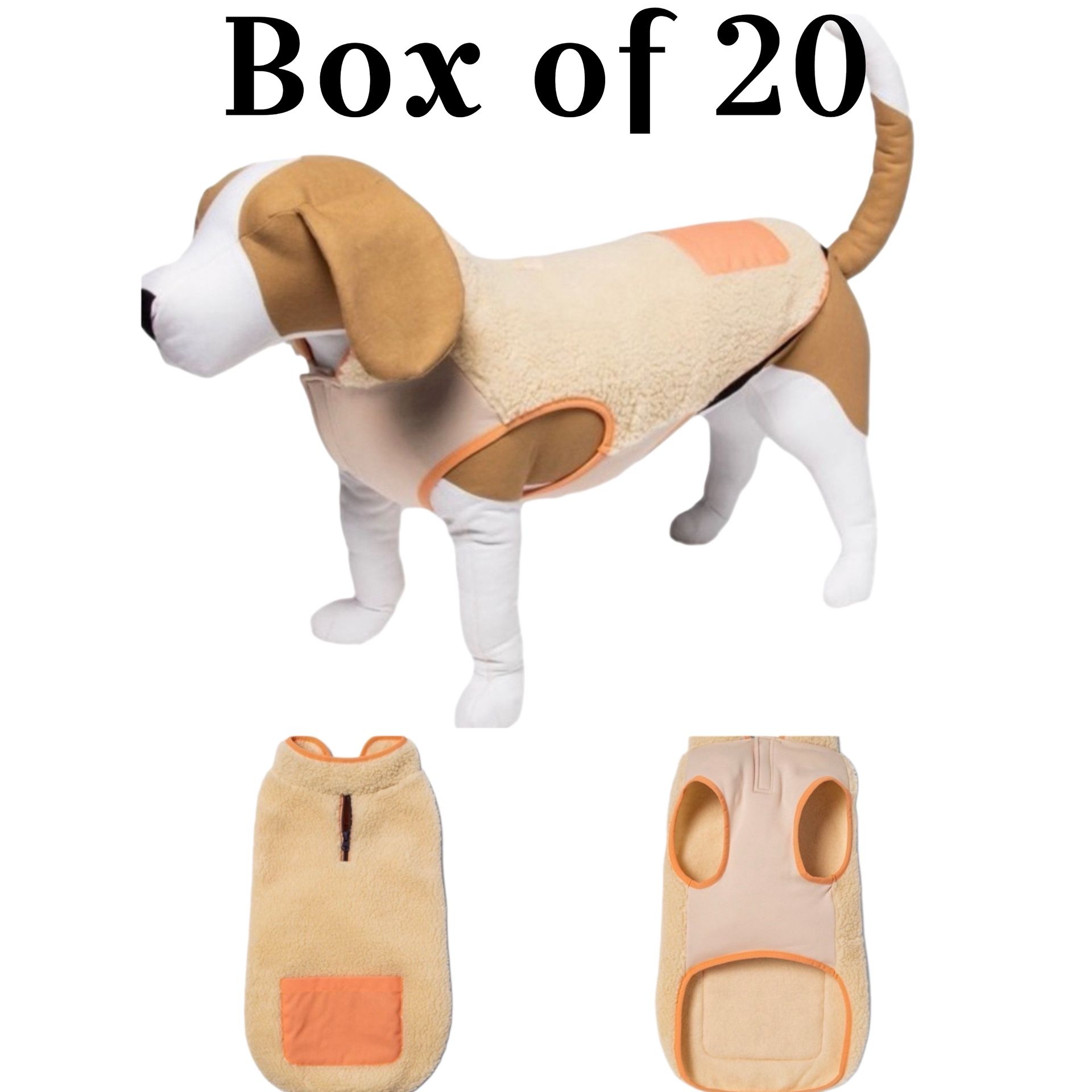 BOX OF 20 Boots Barkley Beige Orange Fuzzy XS Sherpa Pullover Vest Pocket XSmall