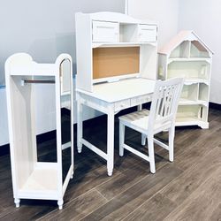 Girls white furniture (desk, hutch, chair, wardrobe) 