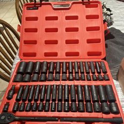 1/2-inch 66 Pieces Drive Impact Socket Master Set - SAE & Metric From 3/8"-1-1/4", 10-24mm, Shallow/Deep Socket Set With Ratched ,Extensions  And Adap