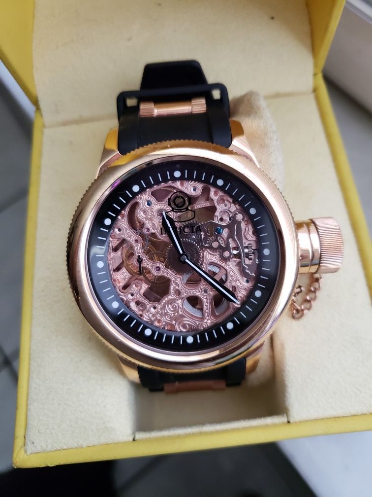 Invicta Men's 1090 Russian Diver Rose Gold-tone Stainless Steel Skeleton Watch by Invicta