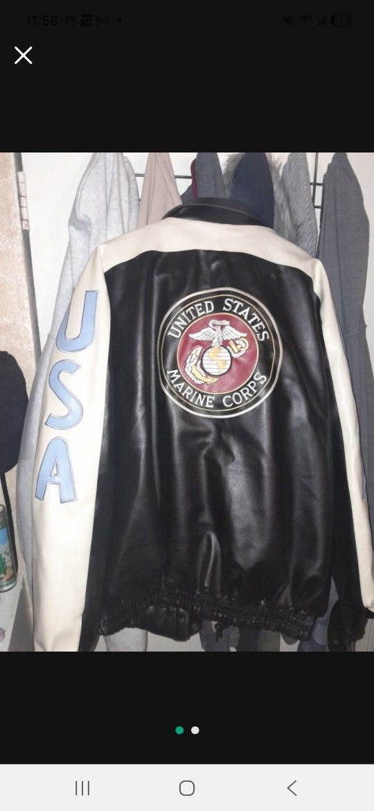 Size 3x Marines Leather Jacket. Great Condition