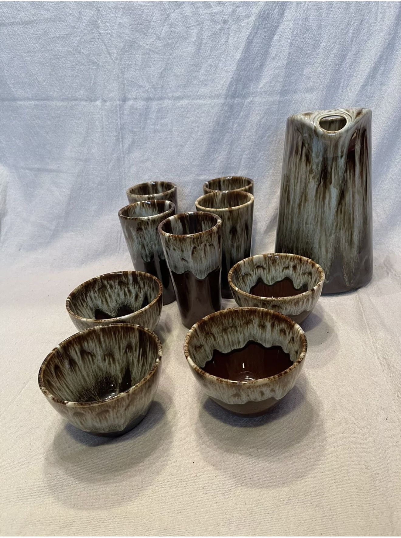 Vintage CANONSBURG Brown Drip IRONSTONE POTTERY SET! Made In USA