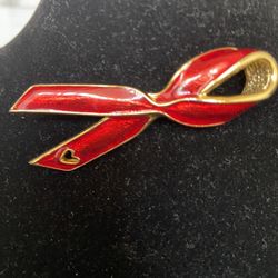 Vintage 1992 Gigi Red Breast Cancer Brooch 