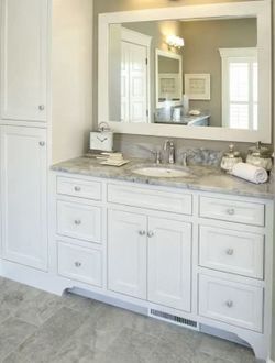 60 Inch White Vanity Cabinet With Countertop