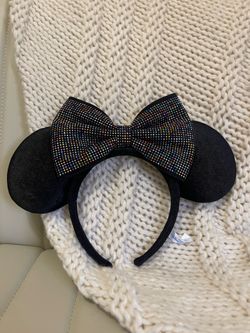 Tokyo Disney Minnie Mouse Ears – Multicolor Jewel Bow & Black Ears ✨💎🏰