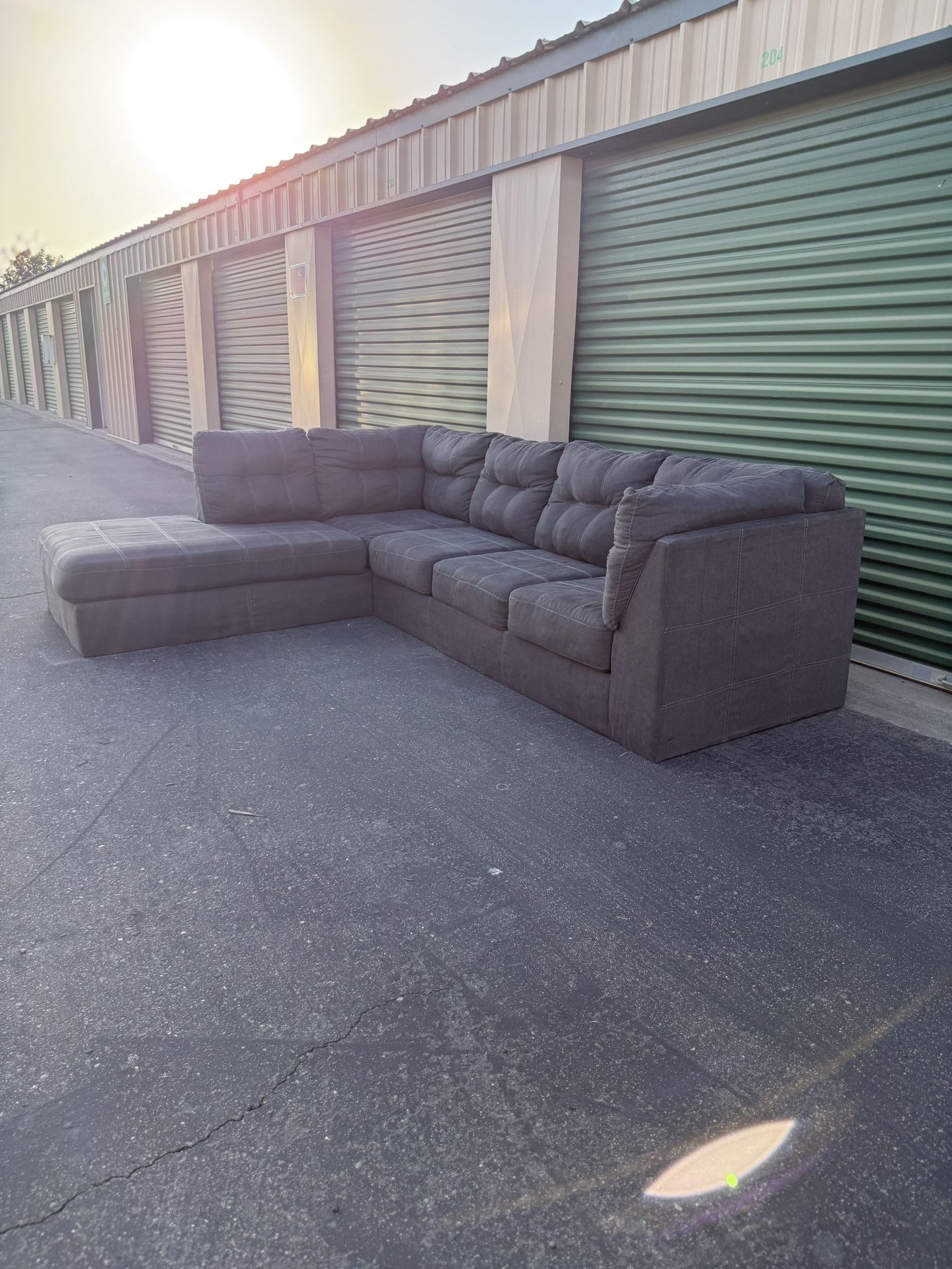 Tufted Shadow Quartz Microfiber Sectional