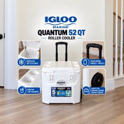 Igloo Marine Quantum 52 Qt Roller Cooler — White, Barely Used!