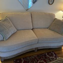 Sofa and Loveseat With Lamps And End Tables