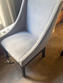 Light Blue Upholstered High-Back Accent Chair