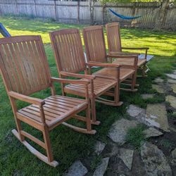 Teak Chairs (Dog Not Included)  Set Of 4